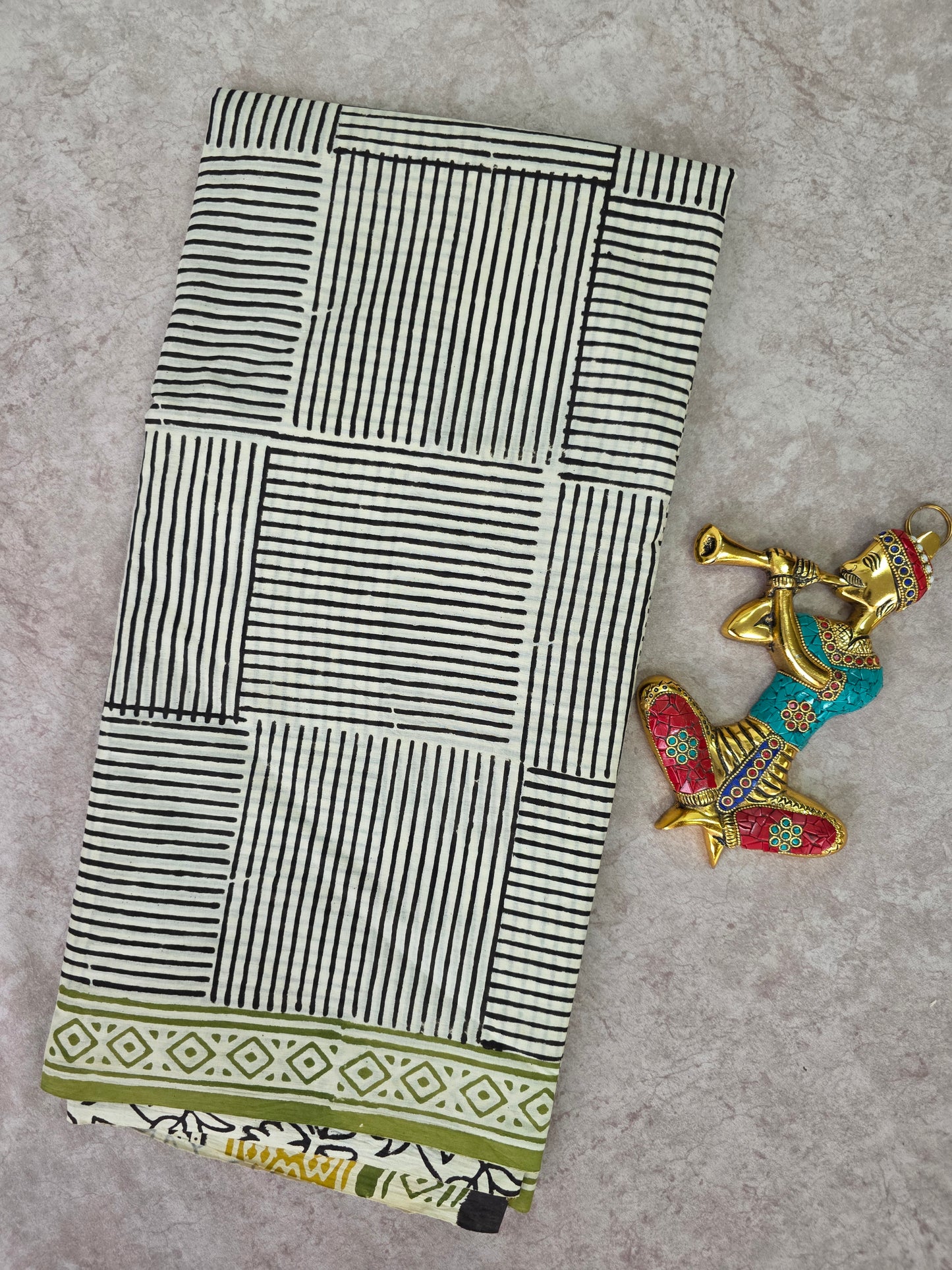 Handblock Jaipuri pure cotton saree - JA527