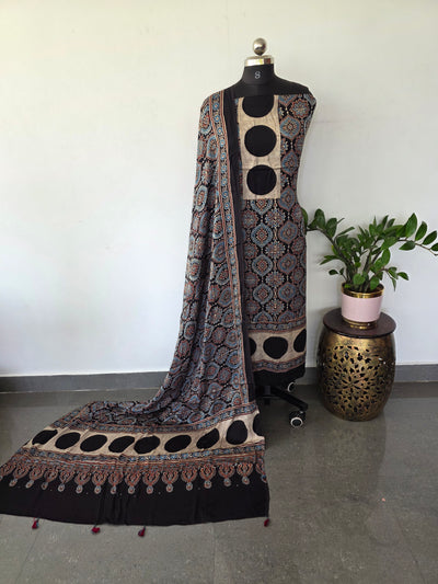 Handcrafted ajrakh modal silk set - HZ233