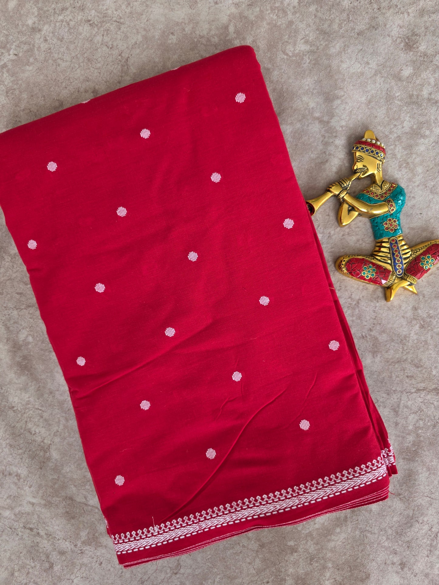 Prewashed Pure handloom cotton running material ( 0.5 mtrs ) - HRM129