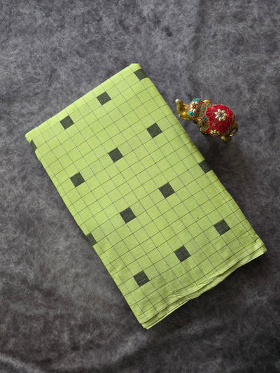 Prewashed Checked Pure handloom cotton running material - HRM28