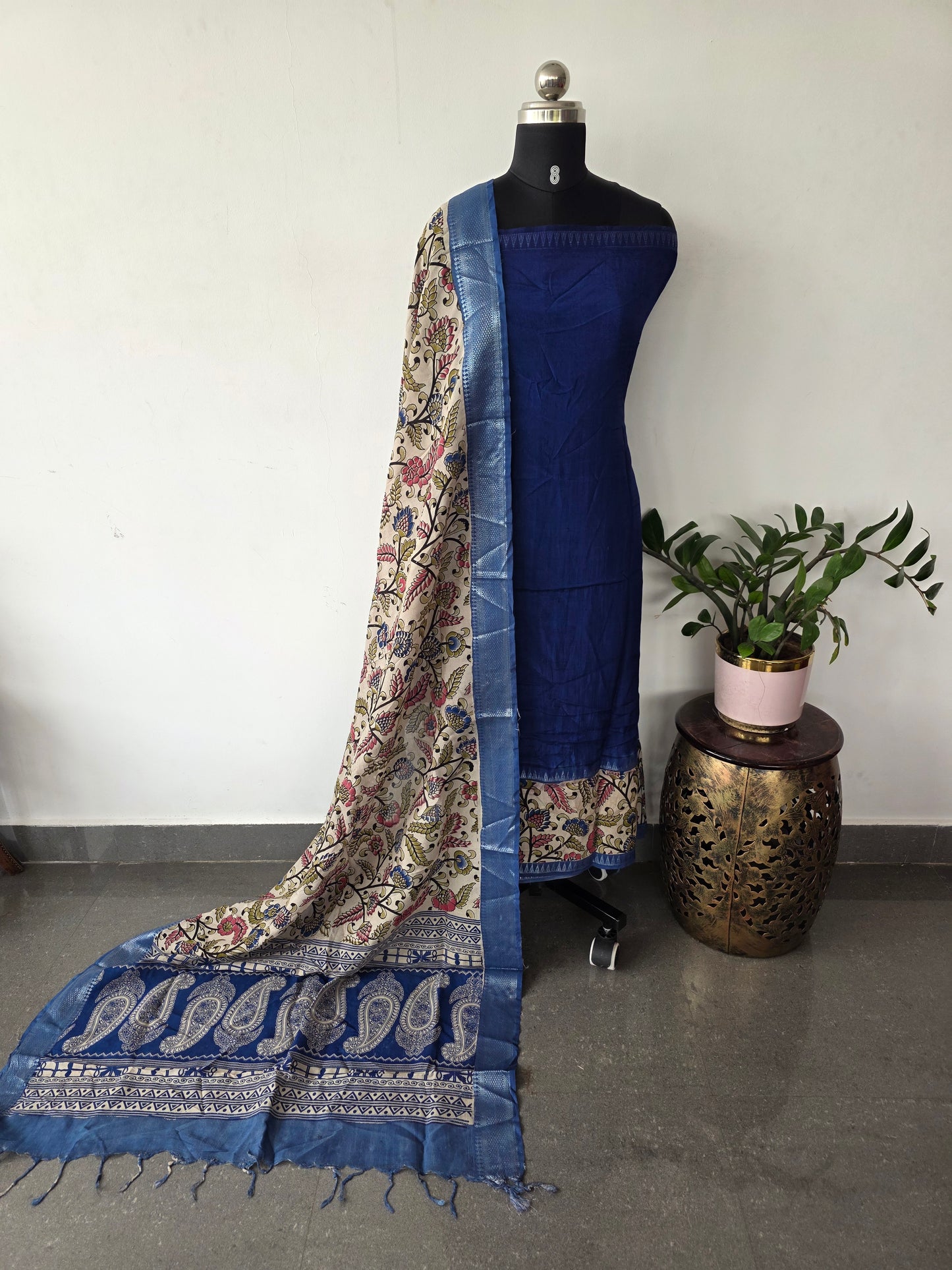 Gap border chennuri silk kalamkari set - DM147