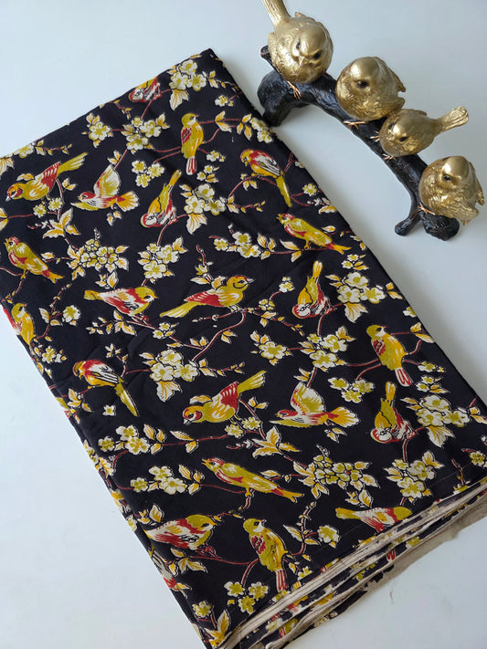 Pure chennuri silk kalamkari running material  ( 0.5 mtrs  ) - RN3