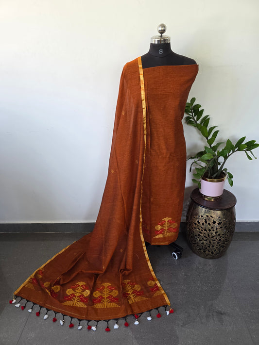 Handloom mul khadi cotton jamdhani set - MUL159