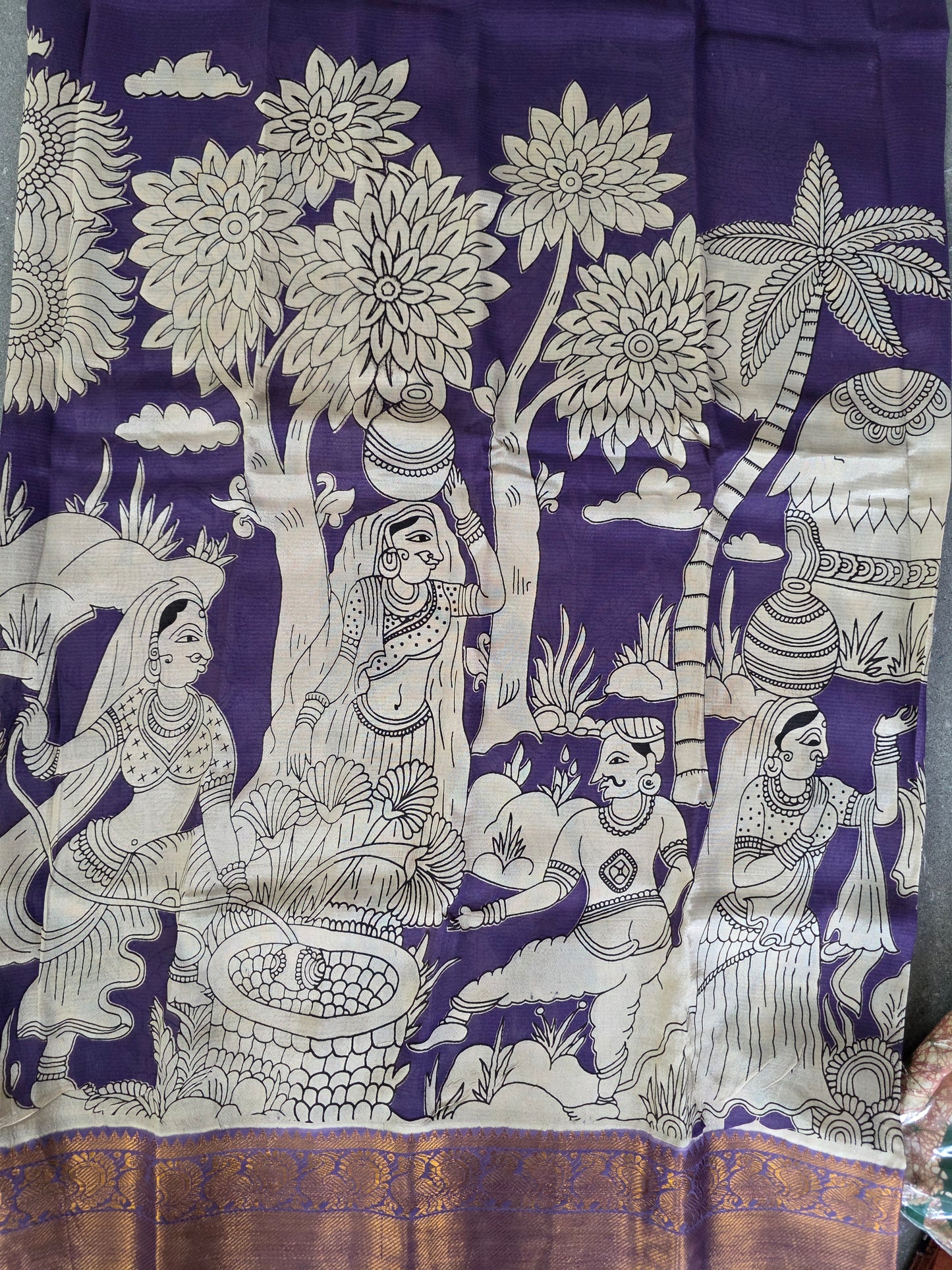 Kanchi border chennuri kalamkari  silk set - AK421