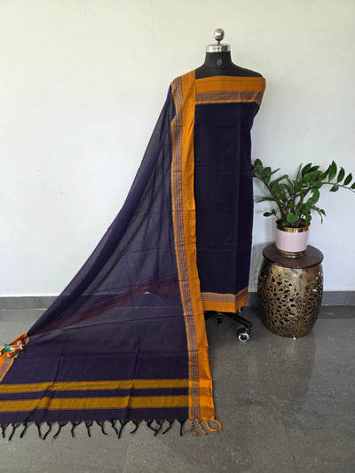 Mercerised narayanapet salwar set (blue) (4.5 meters) - NA586