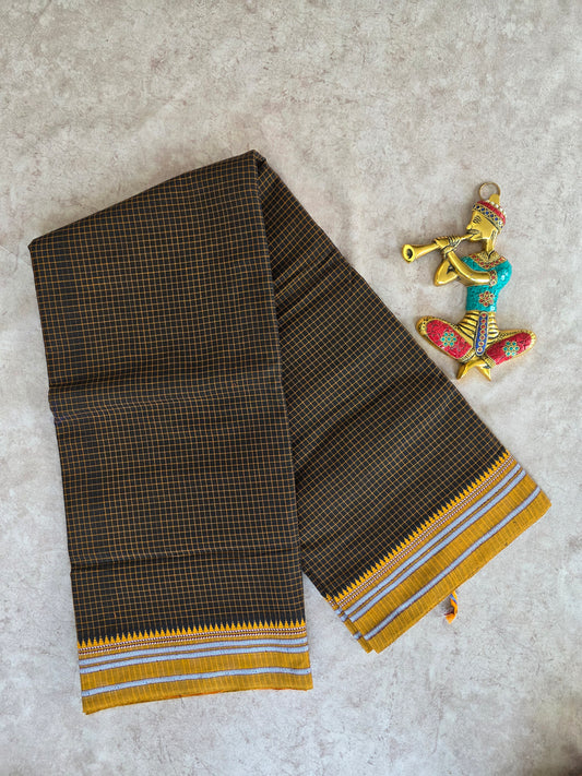 Mercerised checked narayanapet saree - NA199