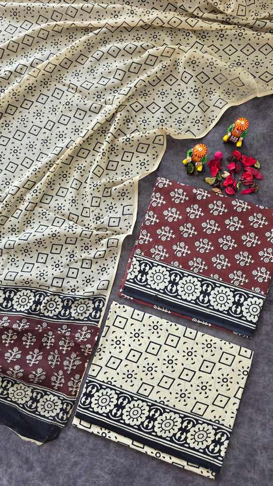 Handblock Jaipuri pure cotton set - JA699