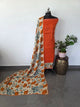 Handloom fusion mangalagiri kalamkari gap border silk salwar set - AK272