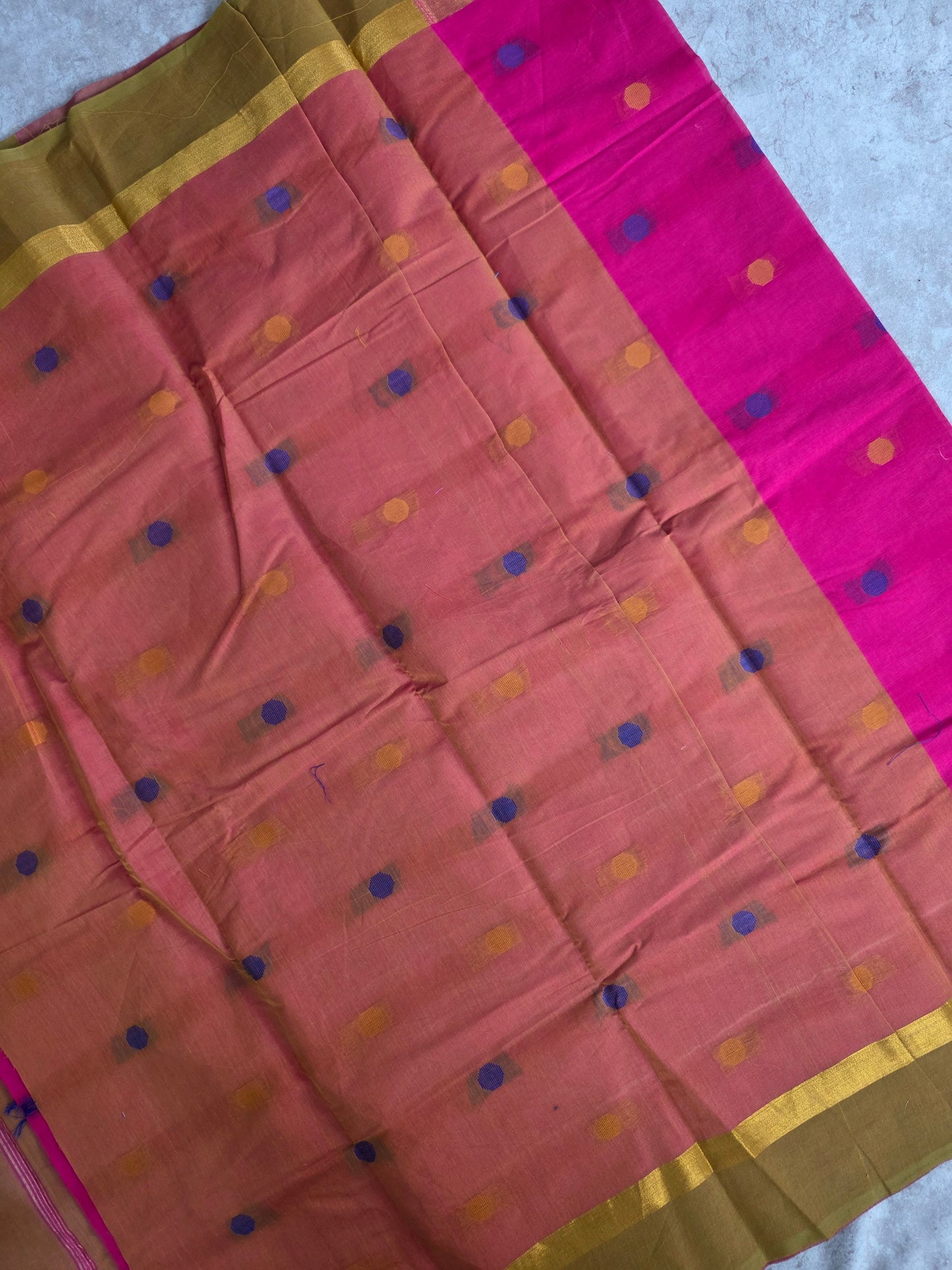 South cotton butta saree with zari border - MAA186