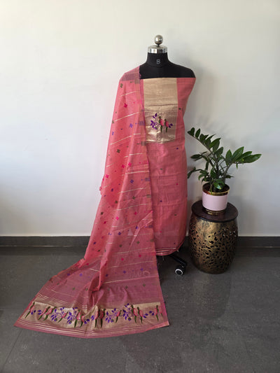 Fancy silk cotton paithani Jamdhani set - HG3