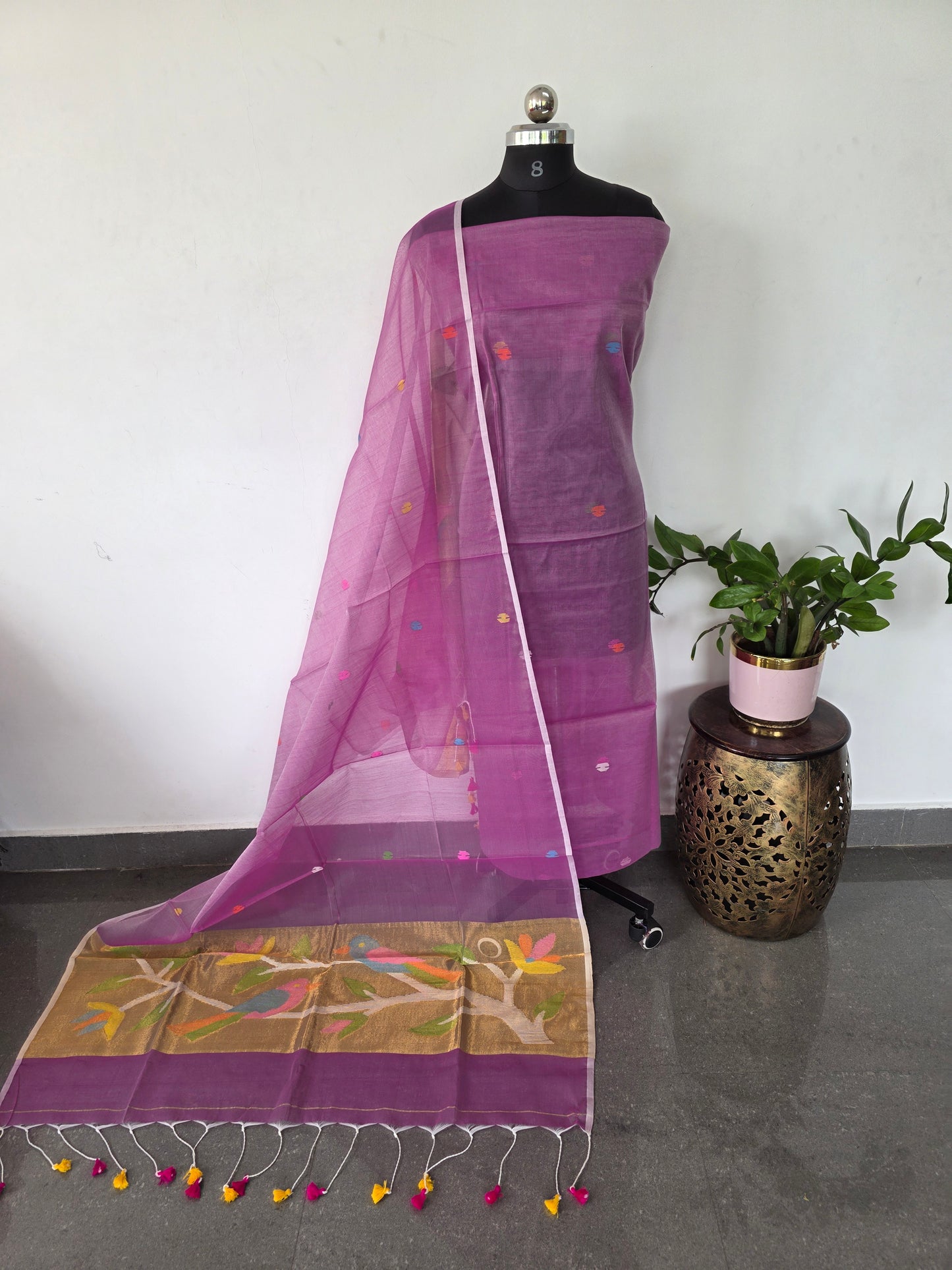 Handloom muslin paithani jamdhani set - JMM355