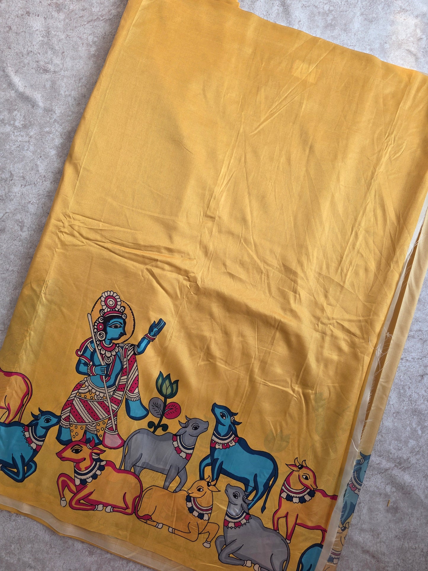 Semi tussar kalamkari digital running fabric (2.50 mtrs  ) - TR7