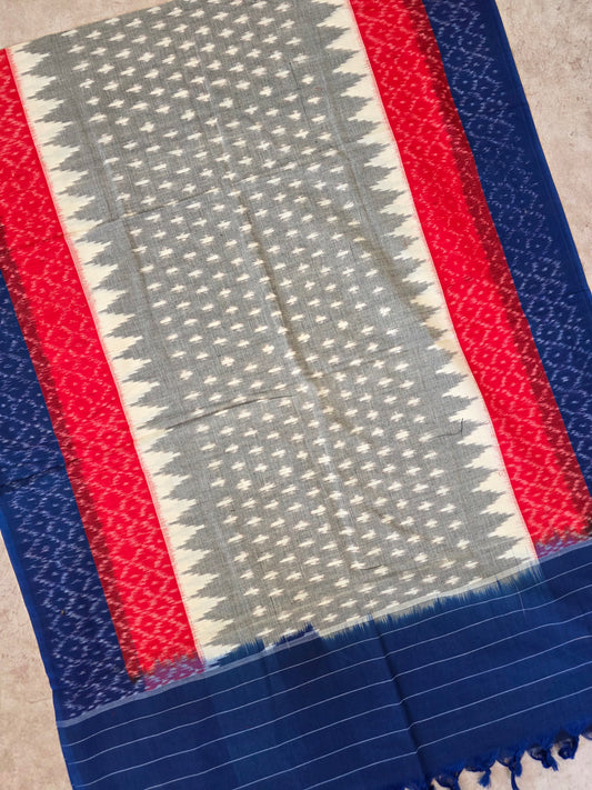 Handloom  mercerised weft ikkat duppatta  - KK129