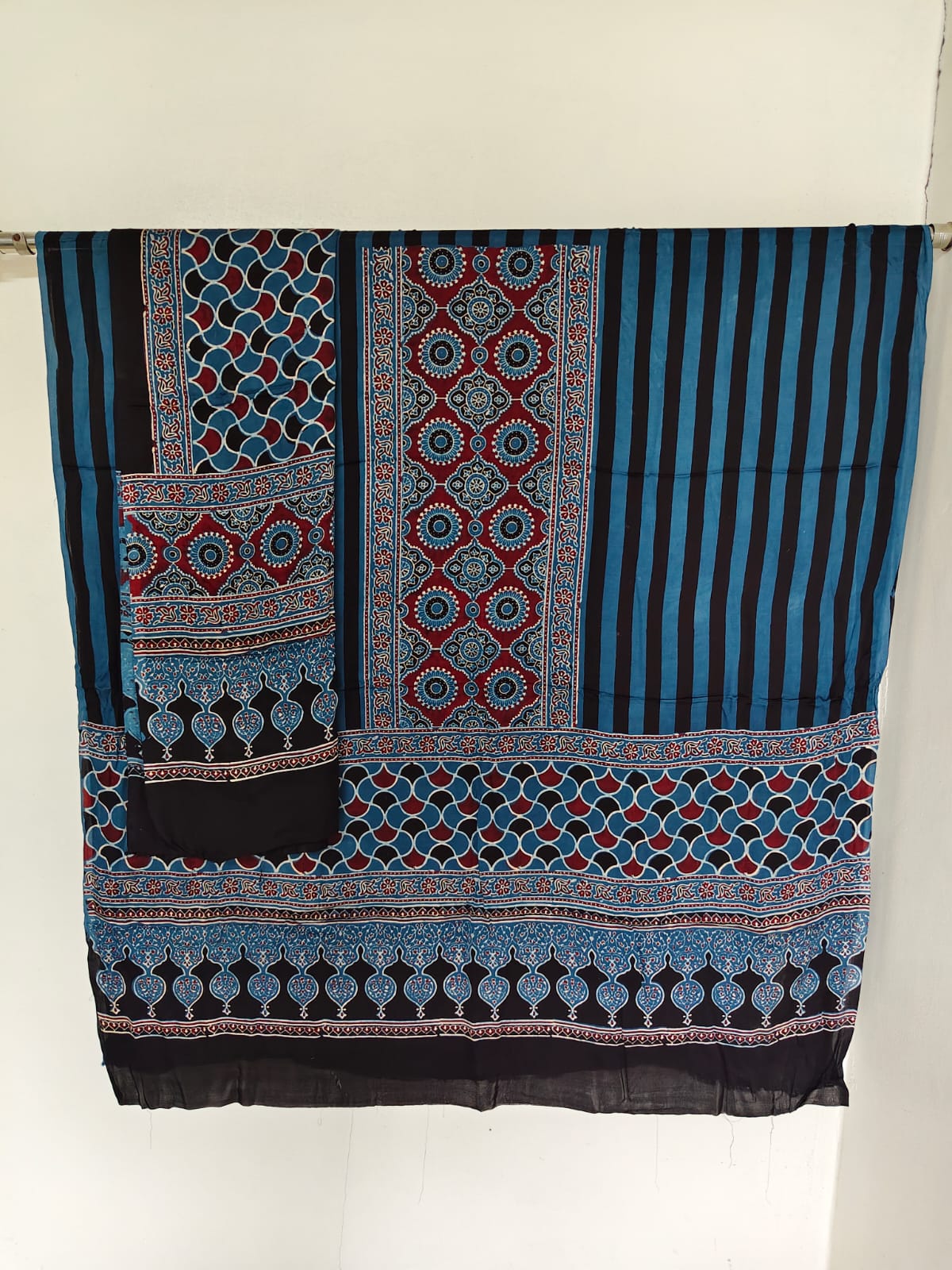 Handcrafted ajrakh modal silk set - HZ209