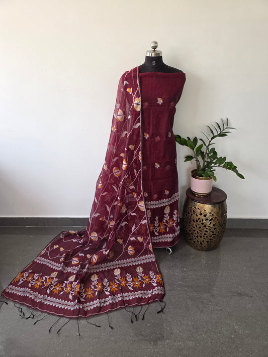 Silk cotton jamdhani set - AV72