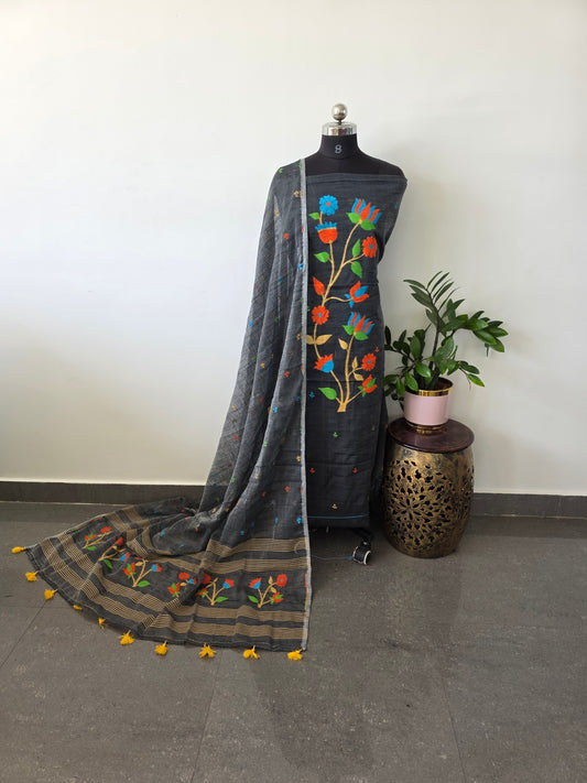 Premium silk cotton jamdhani set - AV62