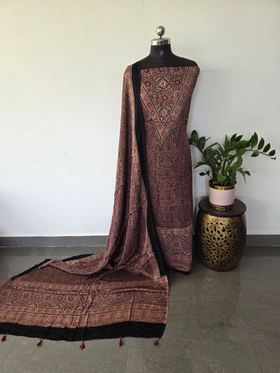 Handcrafted ajrakh modal silk set - HZ195
