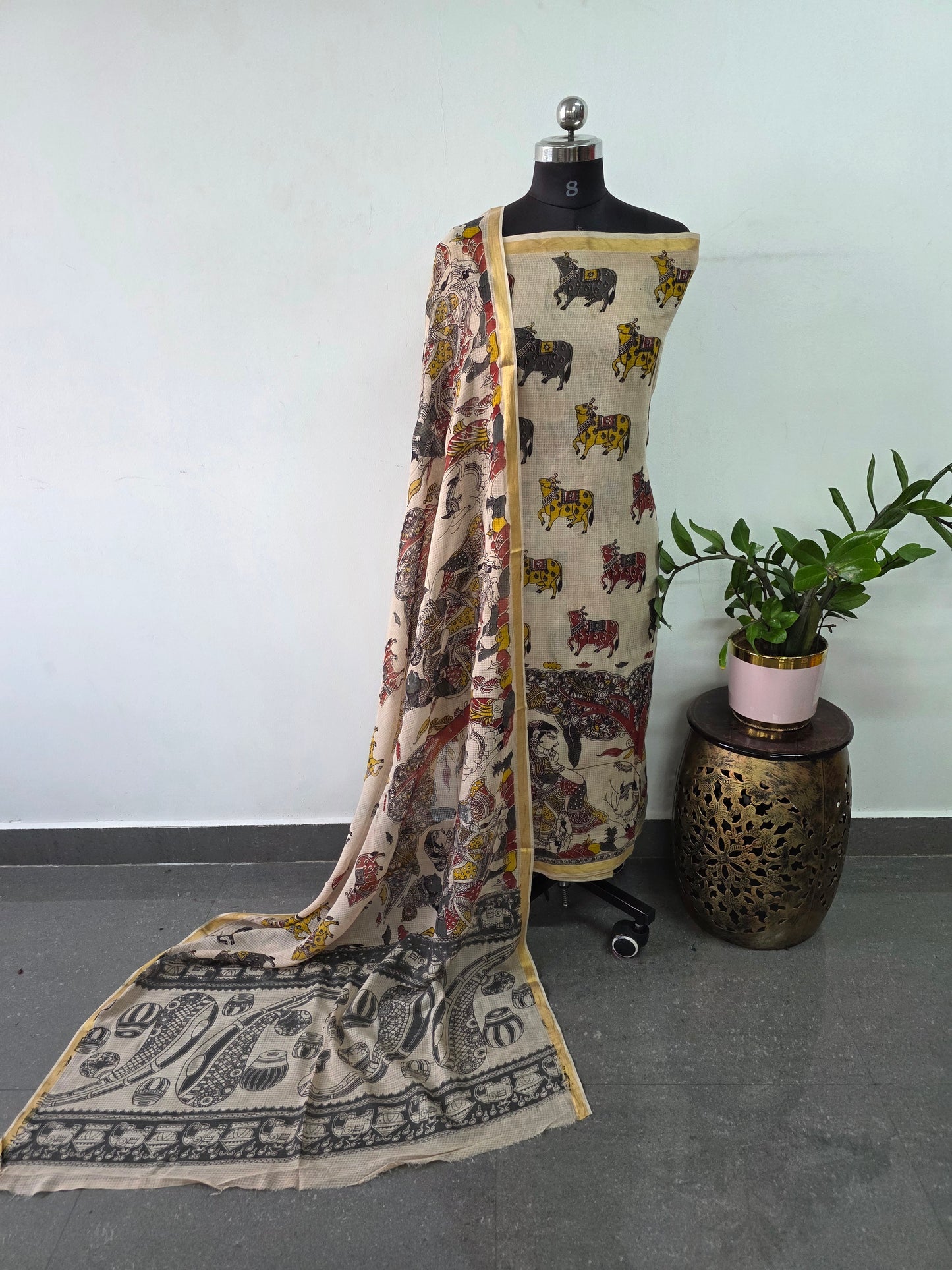 Handcrafted Kota kalamkari set (2 pc set )- AK318