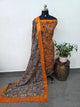 Mangalagiri kalamkari fusion gap border silk set-AK559