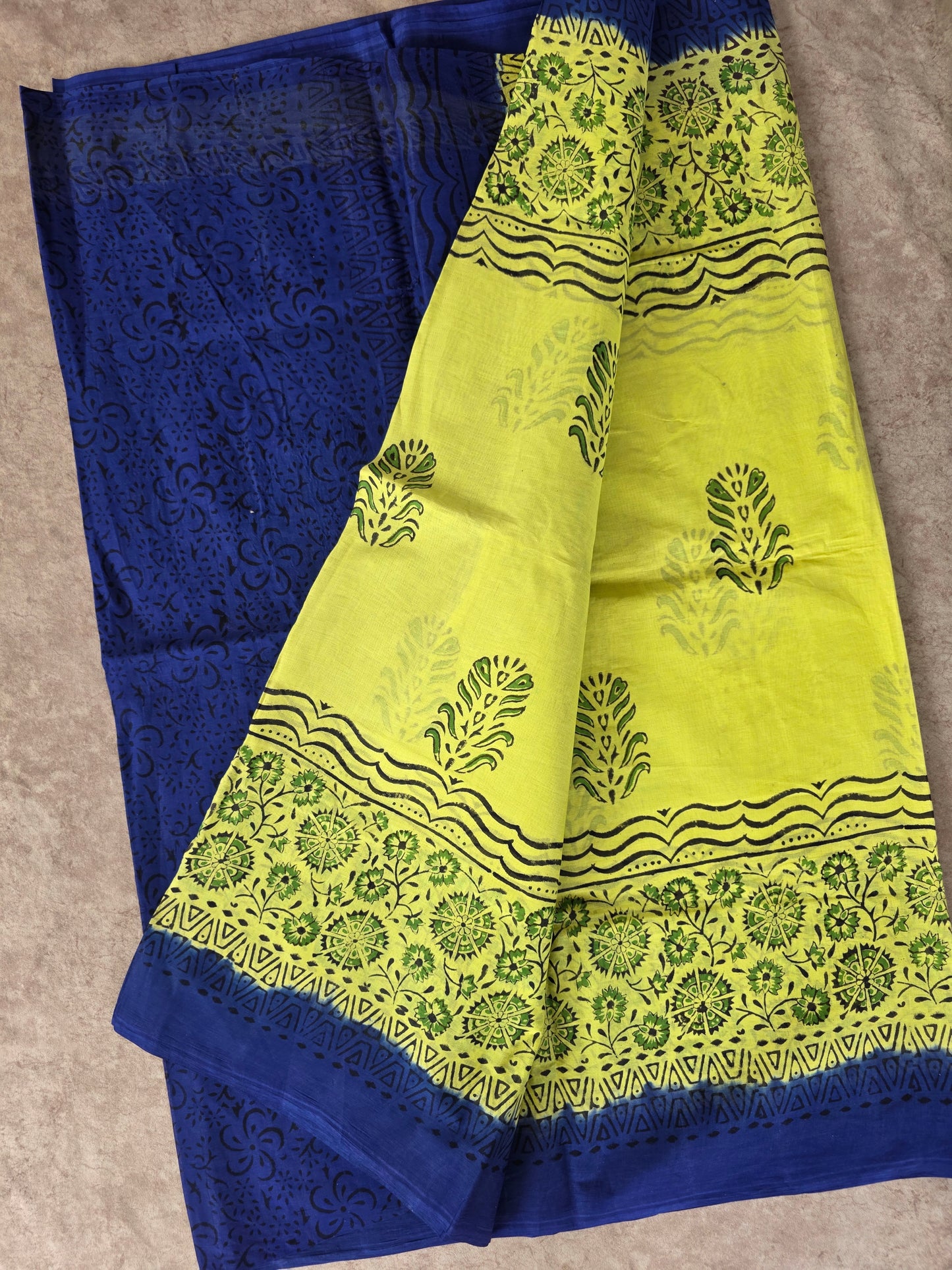Handblock cotton saree - GE232