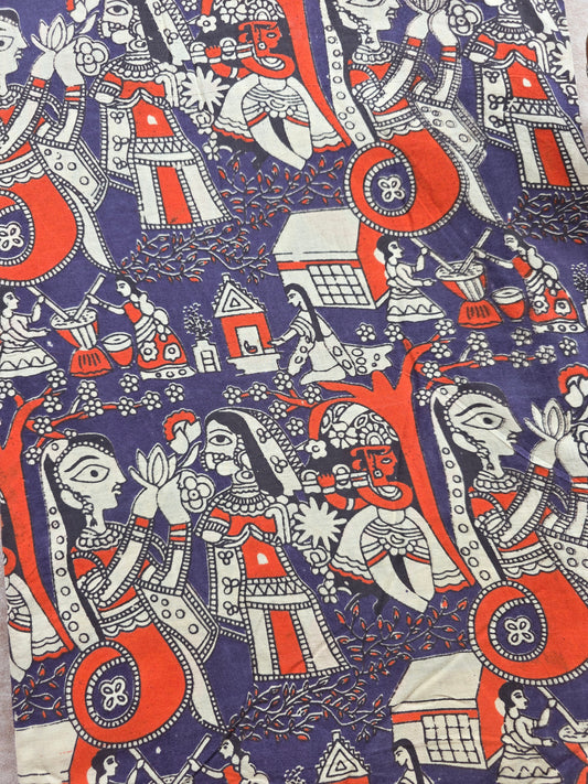 Pure kalamkari cotton running material (1 meter)- KM36