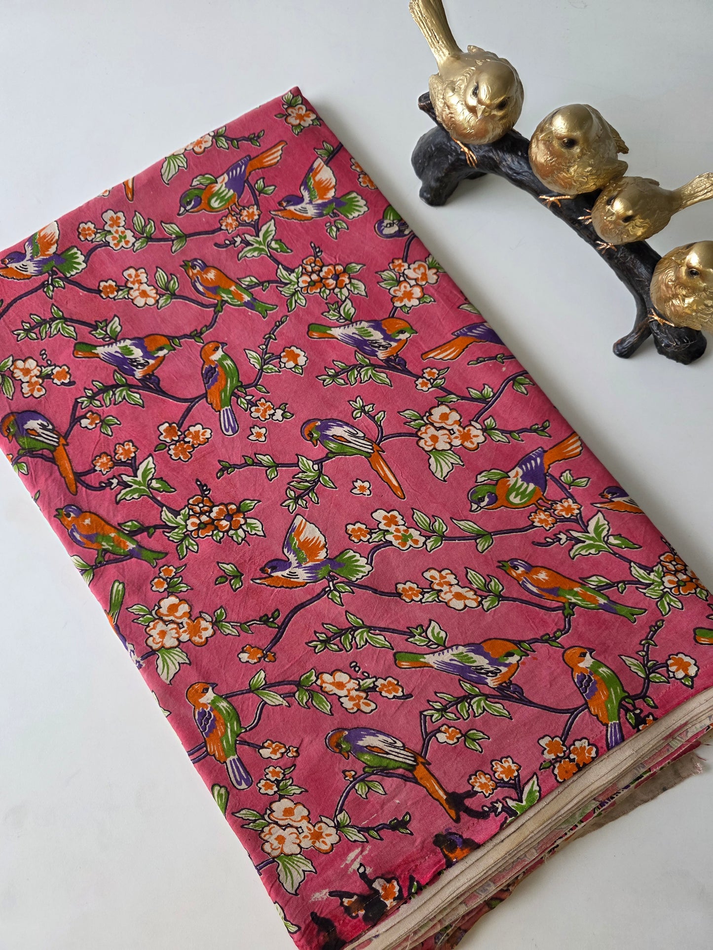 Pure chennuri silk kalamkari running material  ( 0.5 mtrs  ) - RN6