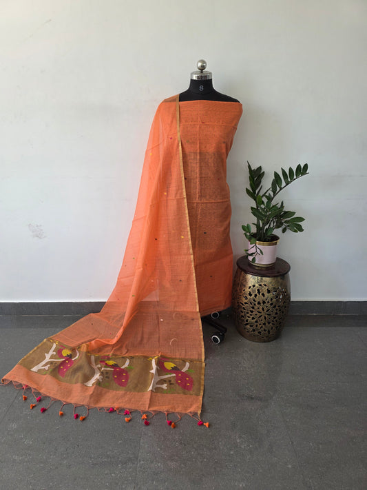 Premium zari checked muslin jamdhani - ZA11