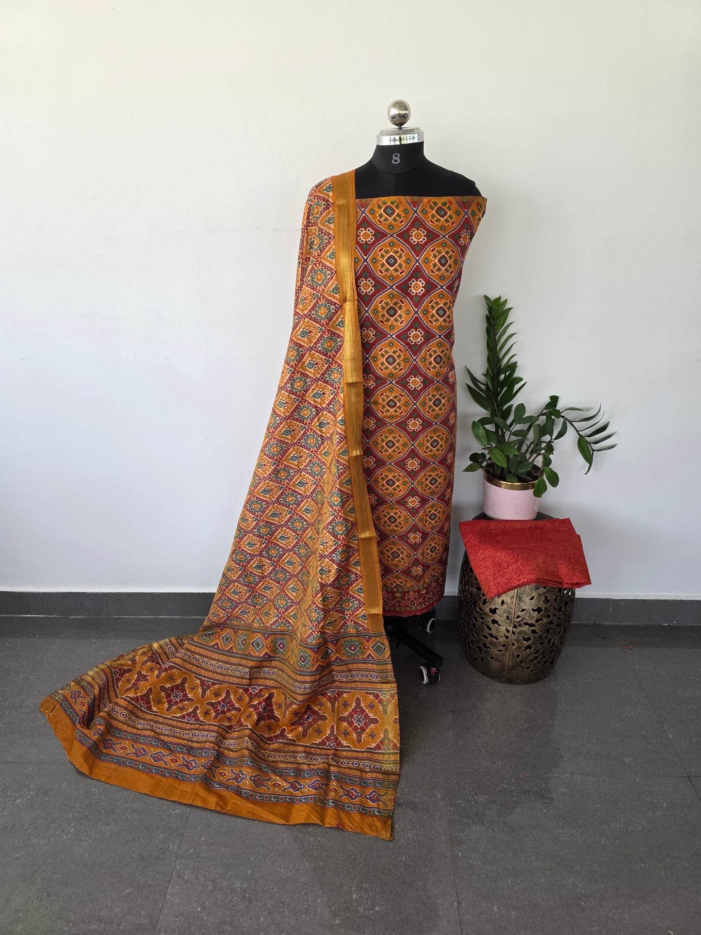 Premium semi Patola silk set - PK7