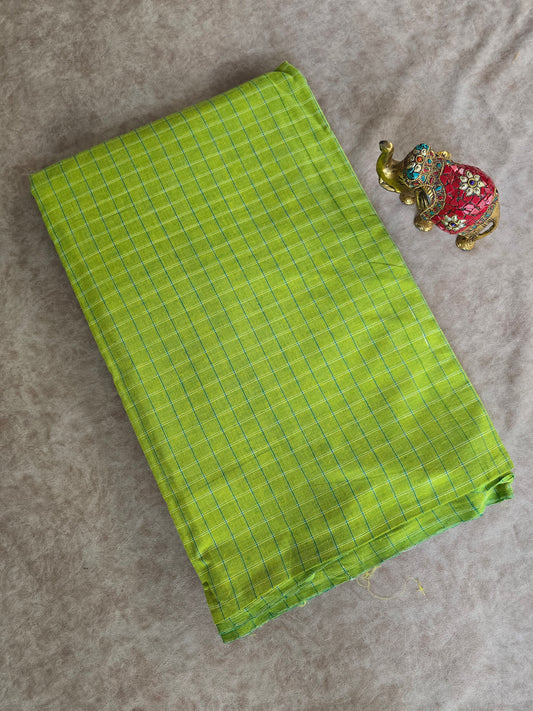 Prewashed Checked Pure handloom cotton running material ( 0.5 mtrs ) - HRM38