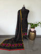 Premium checked handloom linen jamdhani set (black)- JMM344