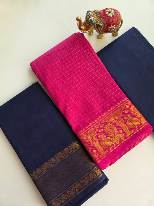 Madurai sungudi zari kattam salwar set - pink