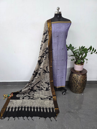 Fusion Narayanapet with handcrafted  chennuri silk kalamkari duppatta   - AK404