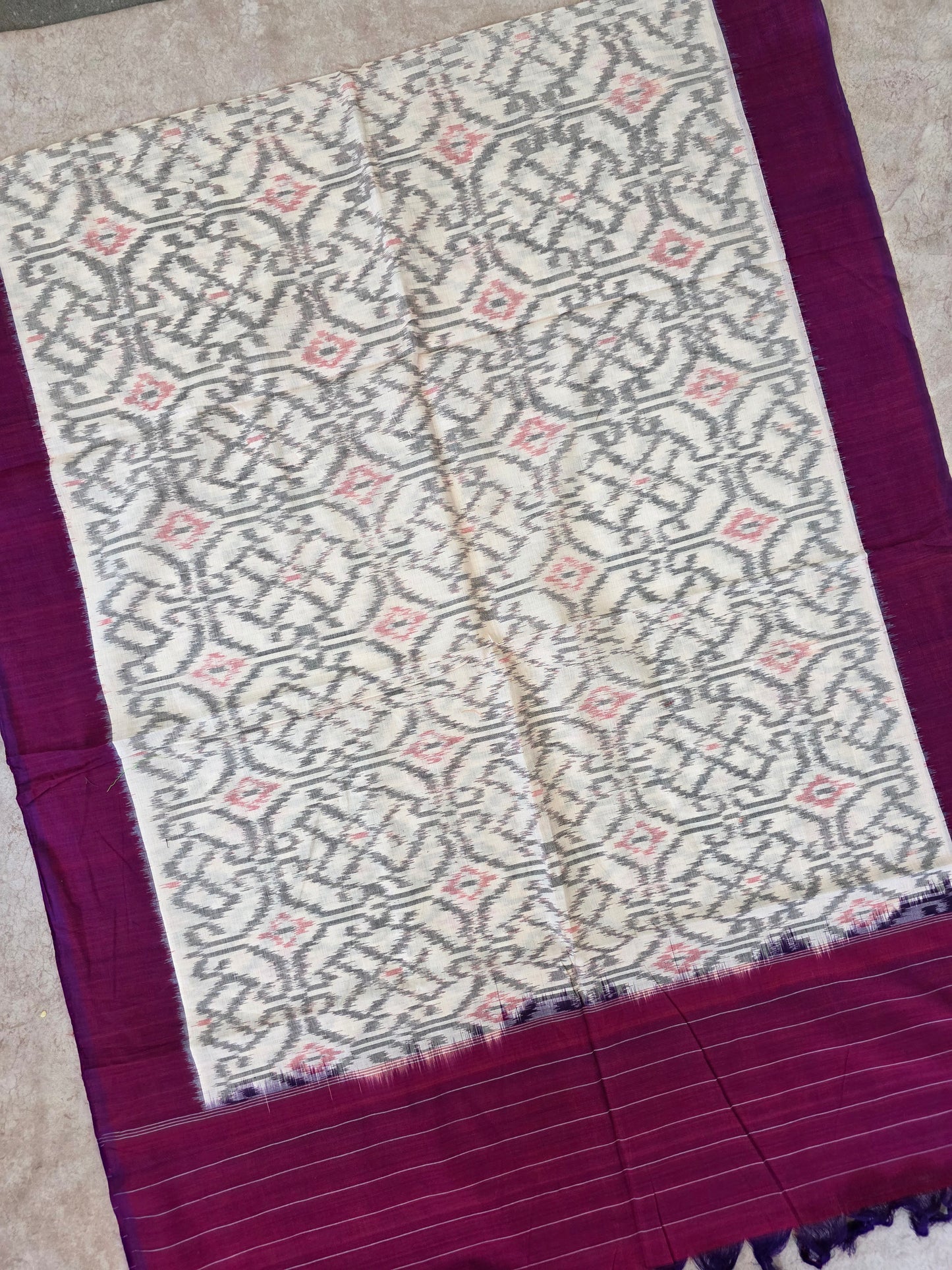 Handloom  mercerised weft ikkat duppatta  - KK131