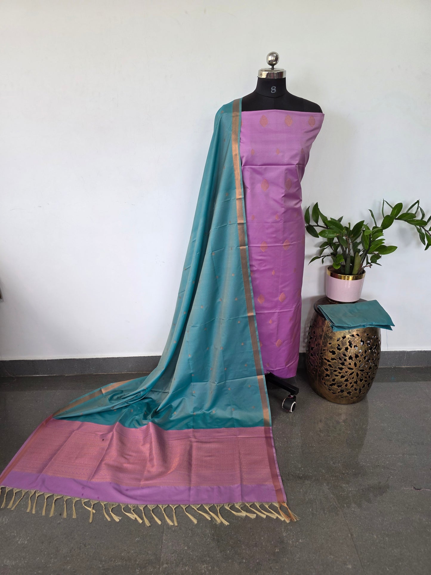 Kanchivaram semi softsilk salwar set - KS43