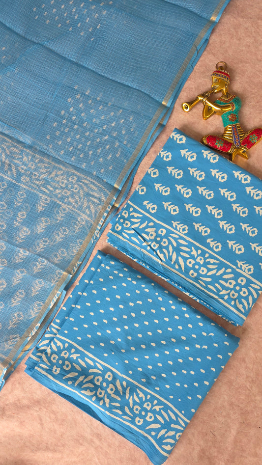 Handblock Jaipuri cotton with Kota shawl - JA765