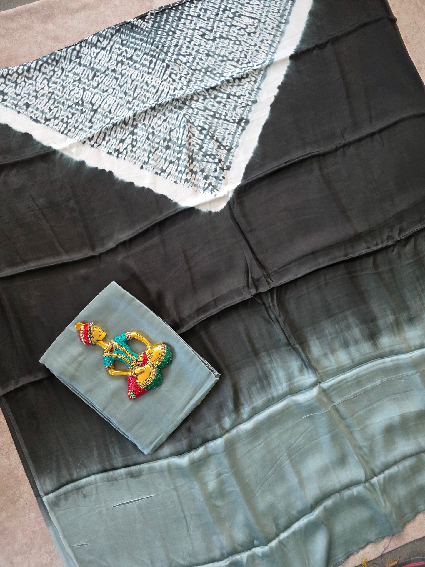 Handcrafted shibori Modal satin silk set - SM10