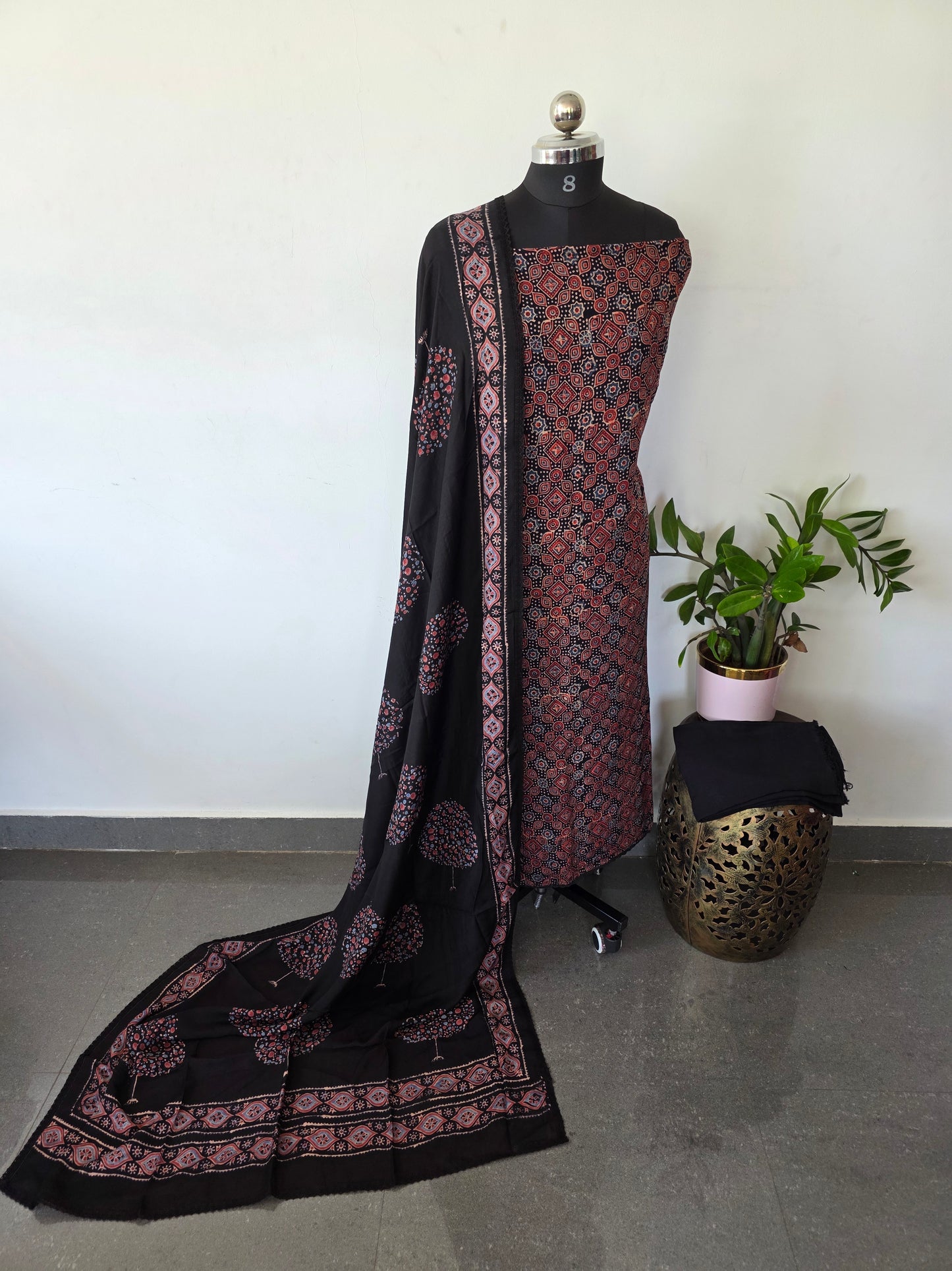 Modal ajrakh silk set - JA778