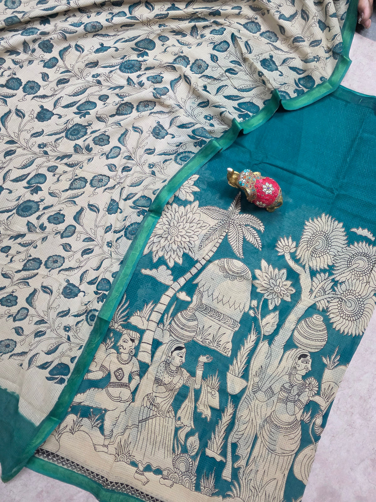 Handcrafted Kota kalamkari set (2 pc set )-AK472