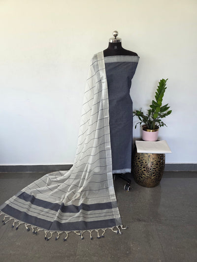 Mangalagiri cotton set with metallic zari border - MAA59