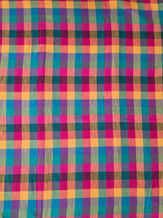 Madras kattam prewashed textured running material (1 mtr) - MD29 (2 inches*2 inches)