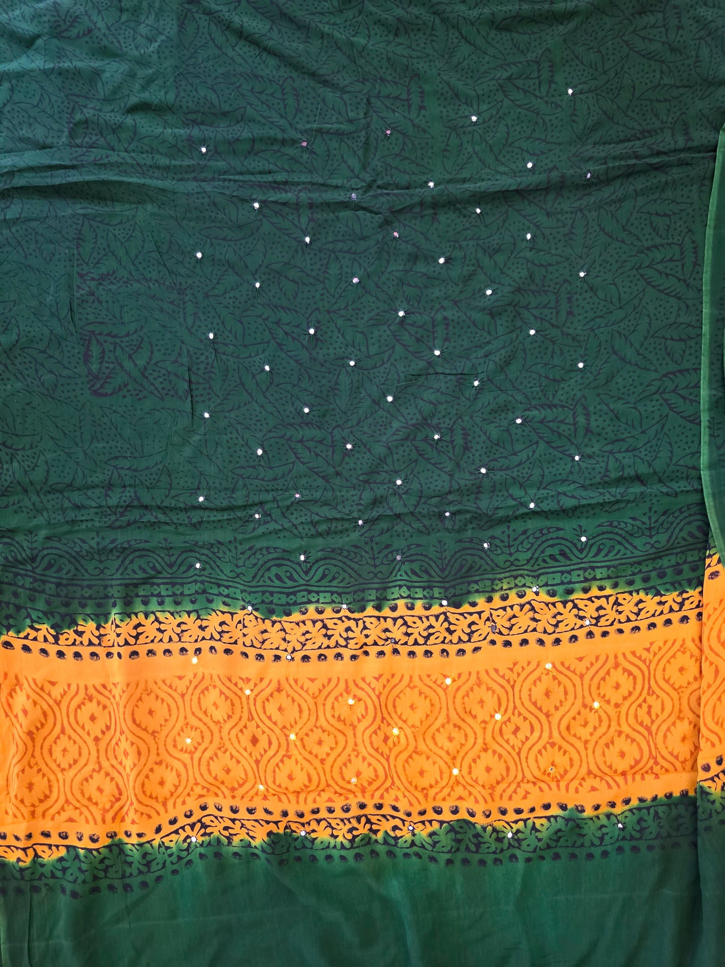 Handblock georgette salwar set with handwork mirror work- GE151
