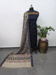 Earth & Loom - Mangalagiri cotton top with handblock  chennuri kalamkari silk shawl (blue)- MK22
