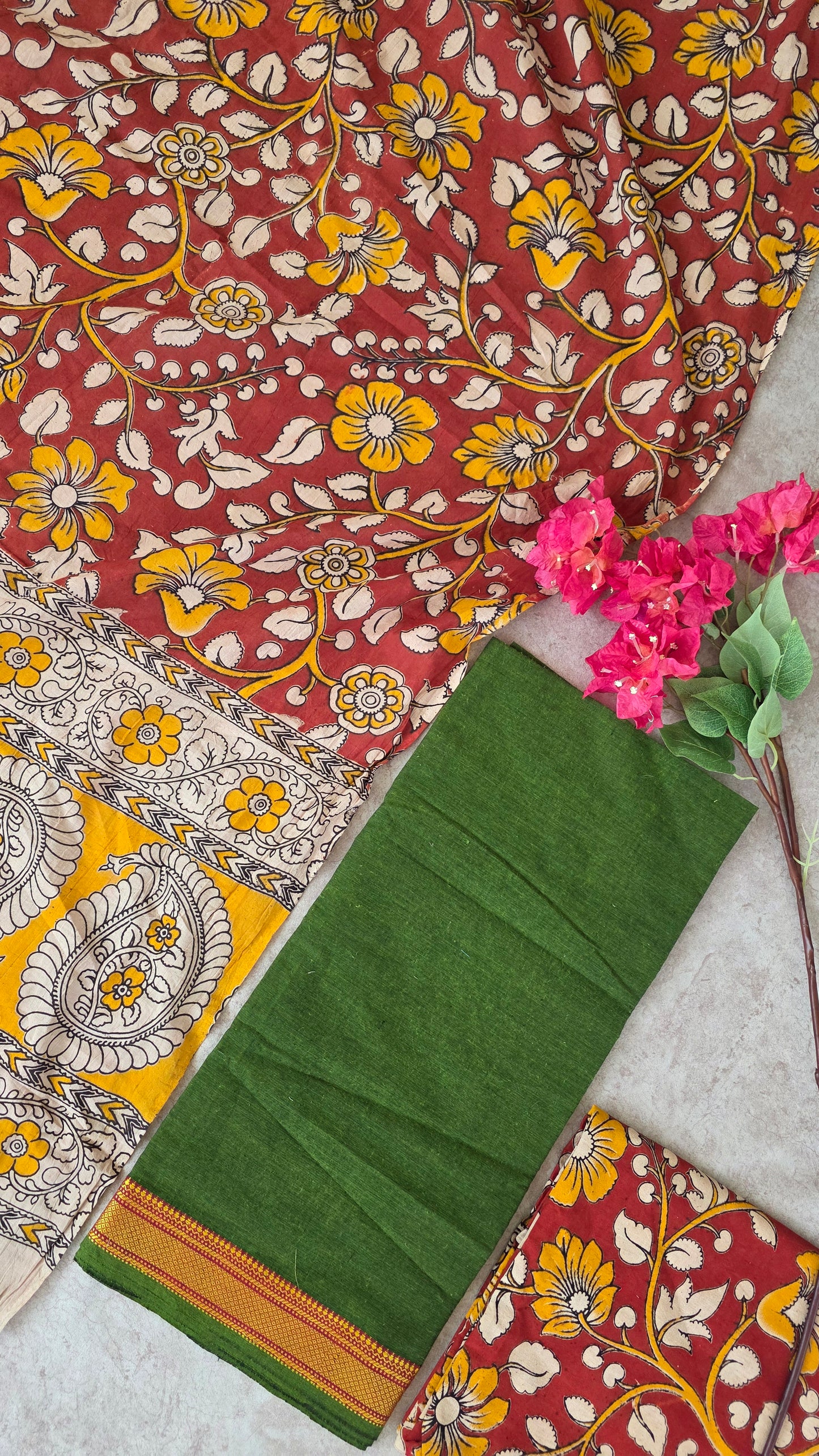 Fusion mangalagiri cotton with kalamkari salwar set - AK40