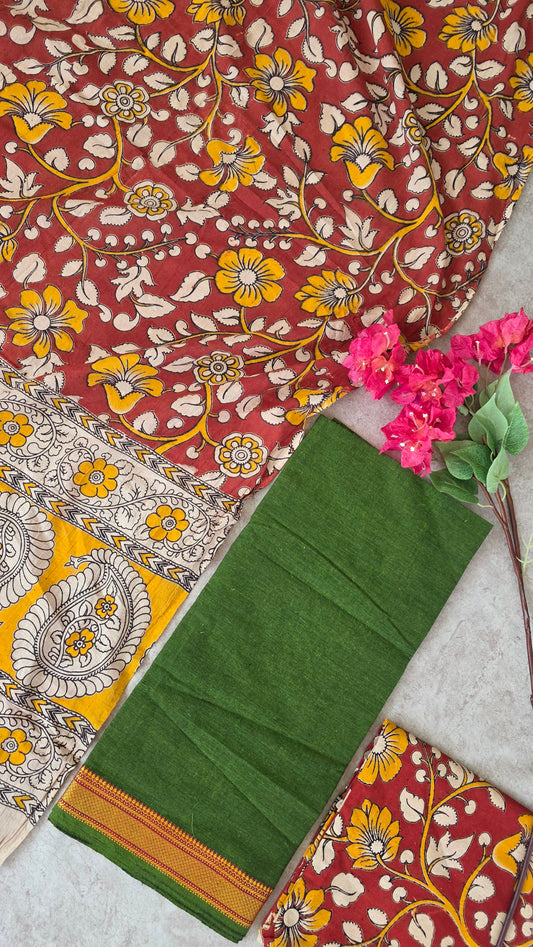 Fusion mangalagiri cotton with kalamkari salwar set - AK40