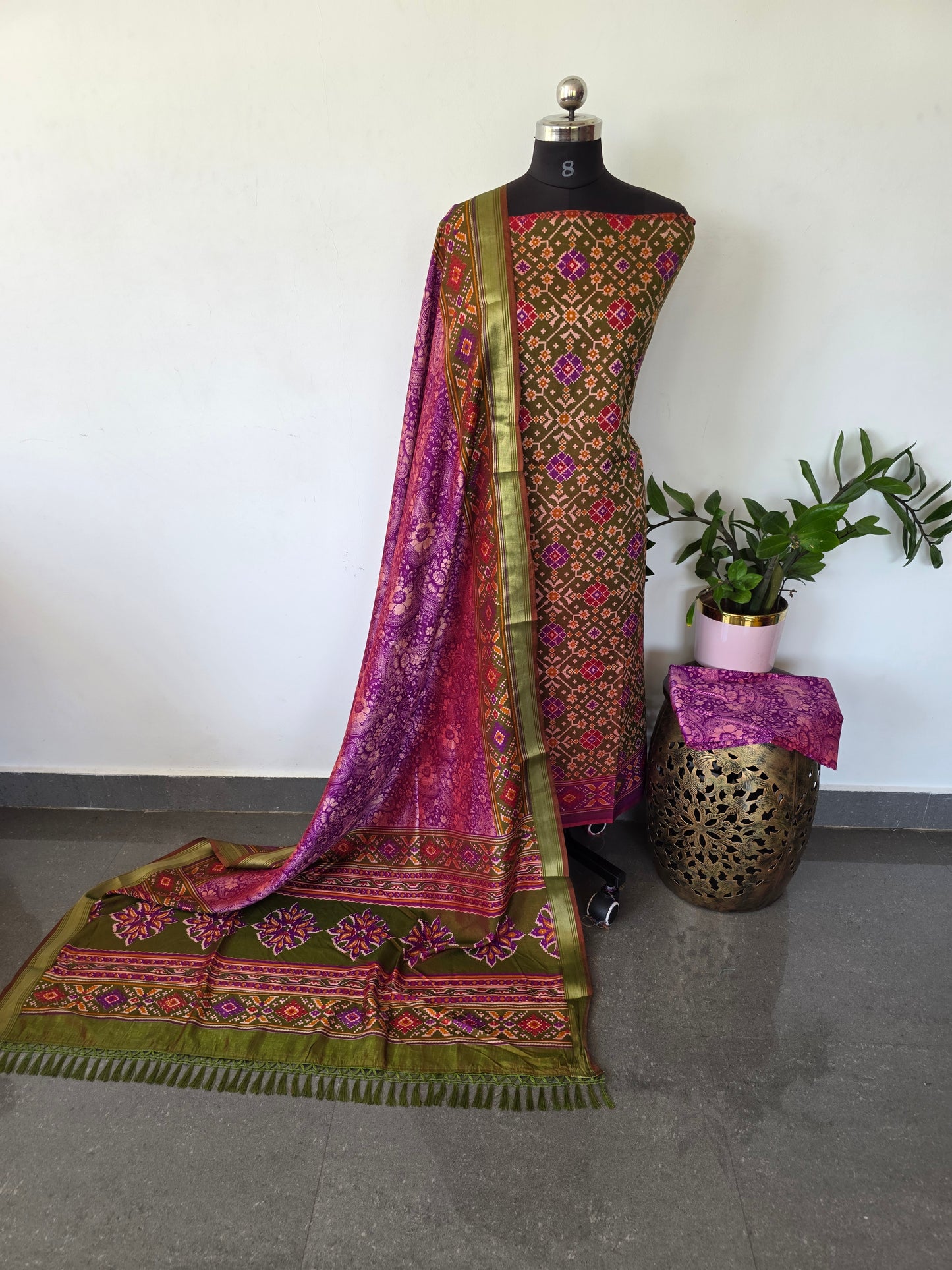 Premium semi Patola silk set - PK23