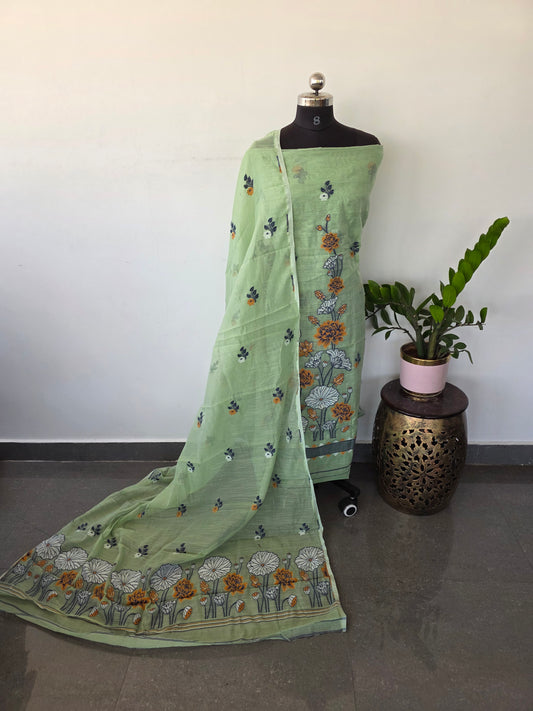 Premium silk cotton jamdhani set - AV196