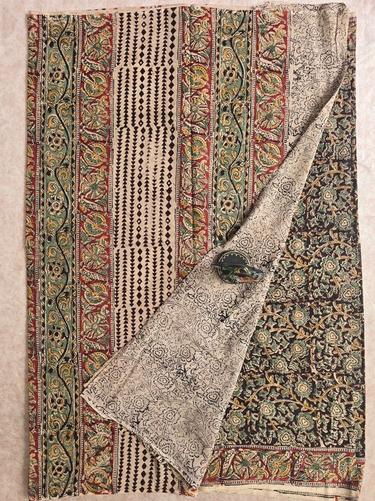 Handblock pure kalamkari cotton saree - HZ14