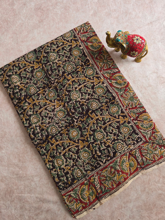 Handblock pure kalamkari cotton saree - HZ14