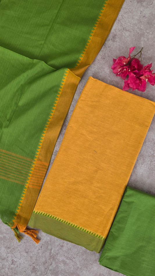 Pure handloom cotton with temple border - H37