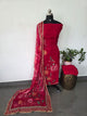 Glass organza viscose handwork silk set (Red)-FC66